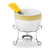 Jogo De Fondue De Chocolate Cerâmica 7 Peças Amarelo