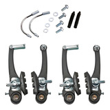 Jogo De Freios Bicicleta V-brake Em Nylon Dianteiro/traseiro Cor Preto