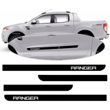 Jogo De Friso Lateral Borrachão Ford Ranger Cabine Dupla 2013 2014 2015 2016 2017 2018 2019 - 4 Peças