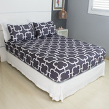 Jogo De Lençol Cama Casal Size 3 Peças Box Estampado Com Elástico Malha 100% Algodão Cozzilar Toque Macio Hotel Pousada Modelo 5