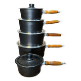 Jogo De Panela Aluminio Lixado Grosso 5pçs Craquelado Antigo