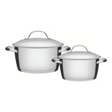 Jogo De Panelas Allegra Em Aço Inox Com Fundo Triplo E Tampas De Inox 2 Peças Prateado Tramontina