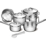 Jogo De Panelas Tramontina Aço Inox Solar 6 Peças + Pegador