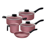 Jogo De Panelas Tramontina Linz Alumínio Rosa 5 Peças