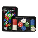 Jogo De Poker Profissional Com 100 Fichas E Dealer Na Lata