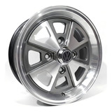 Jogo De Rodas Aro 15x6 Porsche Vw Fusca 4x130 + Bicos Cor Grafite Diamantado