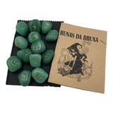 Jogo De Runas Da Bruxa 13 Pedras Quartzo Verde De 1 A 3cm