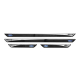 Jogo De Soleira Resinada Preta Crome P/ Ford Focus 4 Peças