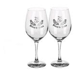 Jogo De Taças Para Vinho Bodas De Prata Com 2 Peças Cor Vidro