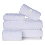 Jogo De Toalha 5 Kit Toalha Aveludada Wawe Cor Branco Wave