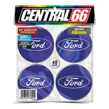 Jogo Emblema Adesivo Centro De Roda 48mm Ford Focus Azul