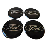 Jogo Emblema Ford Preto Botom P/ Calota Roda Calotinha 64mm