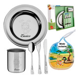 Jogo Jantar Infantil Tramontina Baby Friends Inox 5pç C Nome