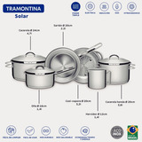 Jogo Panelas Tramontina Solar Inox 6pç Indução Fundo Triplo