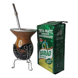 Jogo Para Chimarrão Cuia Com Tripé, Bomba E Erva-mate 500g