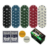 Jogo Poker 200 Fichas + Toalha, Baralho, Dealer, Big Blinder