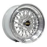 Jogo Roda Bbs Rs Aro 15 Tala 7 4x100 4x108 Borda Gts Cor Prata Diamantada