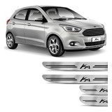 Jogo Soleira Resinada Ford Ka 2014 A 2019 Prata Escovado