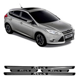 Jogo Soleira Resinada Preta Ford Focus 4 Peças
