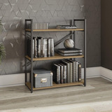 Kappesberg Li007 Estante Estilo Industrial Com 3 Prateleiras Madeira E Metal Cor Freijó E Preto