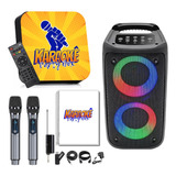 Karaoke Party Box +2 Microfones Sem Fio +caixa De Som Novo