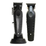 Kemei Kit 2 Máquinas Kemei 2296 Corte Km 2299 Acabamento Cor Preto
