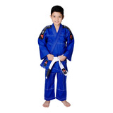 Kimono Infantil Azul Jiu Jitsu Judo Reforçado+faixa Gratis!
