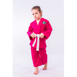 Kimono Infantil Judo Jiujitsu Reforçado Pink + Faixa Grátis