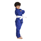 Kimono Judo Jui-jitsu Infantil Mks Seitô Azul + Faixa Branca