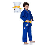 Kimono Judo Trançado Infantil Azul Com Faixa