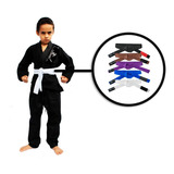 Kimono Preto Infantil Trançado Leve Jiu Jitsu, Judo + Faixa 