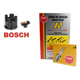 Kit : Tampa Distribuidor Bosch + Rotor Bosch /+/ Vela Ngk + Cabos Ngk Opala 4cc Caravan 4 Cilindros