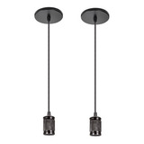 Kit 02 Pendente Vintage Simples Preto Alumínio Cabo 2mt 110v/220v