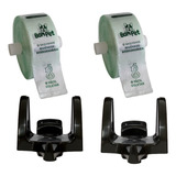 Kit 02 Suporte Parede Preto 02 Bobina 02 Placa Atenção