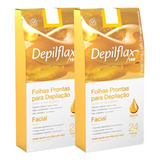 Kit 02un Cera Depilatória Facial Em Folhas Natural Depilflax