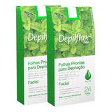 Kit 02un Folhas Prontas Depilação Facial Hortelã Depilflax