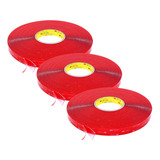 Kit 03 Rolos Fita Dupla Face 3m Vhb 19mmx 20mt 4910 Original Cor Transparente Liner Vermelho