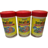 Kit 03un. Ração Para Peixes Tetra Color Flakes 20gr - Flocos