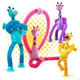 Kit 04 Girafas Pop It Led Neon Estica E Gruda Infantil Luz