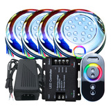 Kit 04 Luminária Piscina Led 15w Rgb Inox + Comando + Fonte