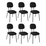 Kit 06 Cadeiras De Escritório Secretária Fixa Tecido 