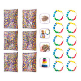 Kit 06 Confete Carnaval Bloquinho Folia + 10 Colar Havaiano