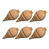 Kit 06 Piões De Madeira Brinquedo Antigo Retrô Com Fieira