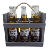 Kit 06 Unid. Corona Long Neck 330ml + Mini Engradado Madeira