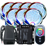 Kit 07 Luminária Piscina Led 15w Rgb Inox + Comando + Fonte