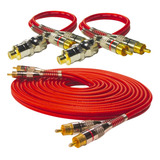 Kit 1 Cabo Rca 5mt + 2y Blindado Vermelho 5mm Technoise 400p