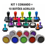 Kit 1 Comando Aegir +10 Botões Acrílico Fliperama Games Rasp