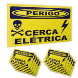 Kit 1 Un. Placa Perigo Cerca Elétrica + 15 Un.isolador Maia