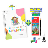 Kit 10 Apostilas Em 1 - Alfabetização Infantil Pré Escola + Material Escolar