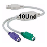 Kit 10 Cabo Adaptador Conversor Usb P/2 Ps2 Teclado Mouse